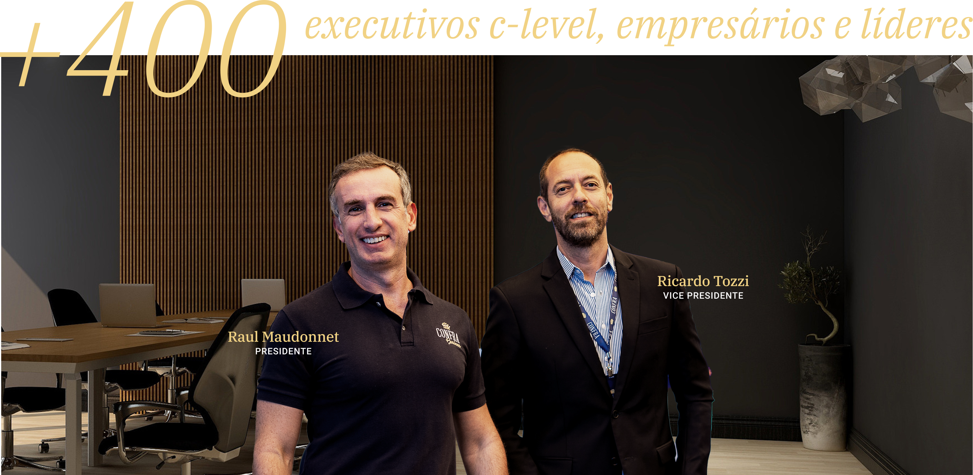 Executivos e líderes empresariais membros da comunidade ConfraBusiness reunidos em evento de networking